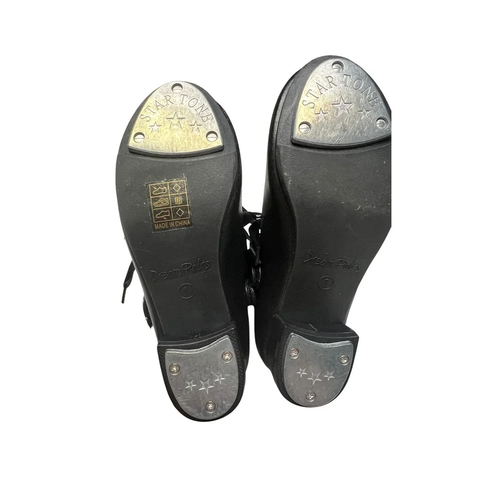 Dream Pairs Tap Shoes Size 1 Black Mary Jane Ribbon Dance Star Tone Excellent